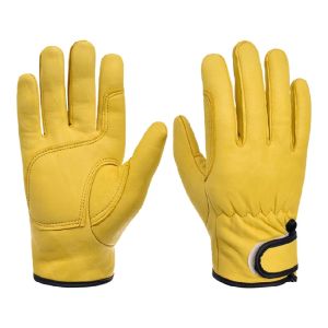 1Pair Heat Resistant Cowhide Work Gloves Leather Work Welding Safety Protection Glove for Gardenning