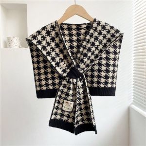 IELGY Womens knitted houndstooth shawl autumn and winter Korean style small waistcoat