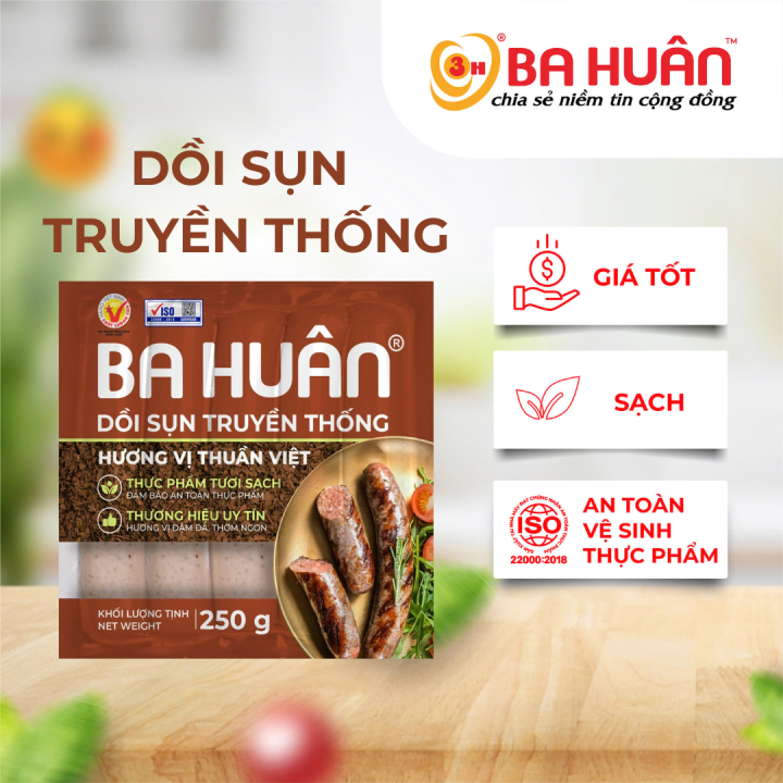 [GIAO HCM] Dồi sụn truyền thống Ba Huân - Gói 250g - Thơm ngon, giòn sụn