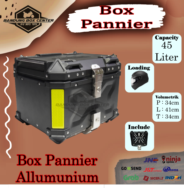 Box Motor Panier Box Pannier Box Almunium 45 Liter Alumunium Top Box Ori Import Bukan Badak Hitam Maggua Guardian