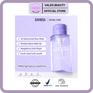 SAVIOSA Hydrating Micellar Water 8x Hyaluronate Rosewater 300 ml Pembersih Wajah & Make Up Remover Anti Perih & Tidak Kering