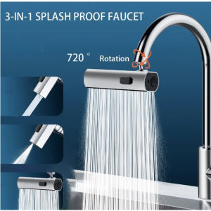 Waterfall Faucet 360° Swivel 3 Modes Kitchen Faucet 22mm Thread Anti-Splash Rotary Conversions Bubbler Booster Extension