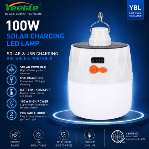 YEELITE Design Solar Light Bulb 100w Emergency Light Bulb Waterproof Rechargeable Solar Light Bulb YGY-100