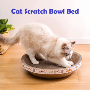 Round Ergonomic Corrugated Cat Scratcher Sofa Bed - Modern Wide Scratch Board for Cats Prevents Furniture Damage