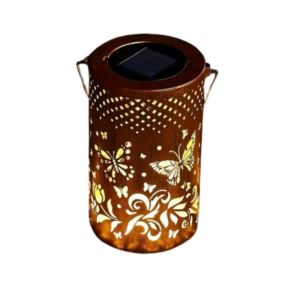 OKDEALS01 Portable Hanging  Solar Lanterns Butterfly/Flower Solar Powered LED Solar Night Light Atmosphere Light with Handle Solar Projection Lamp Home Decoration