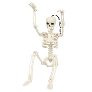 PANG8 Glow in Dark Skeleton Human Model Decoration LED Lights Movable Scary Decoration Props Demonic Features Haunted House Props Theater