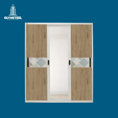 Olymsteel OSWS 3P Lemari Pakaian Sliding Besi 3 Pintu / Lemari Baju Minimalis