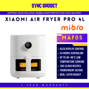 XIAOMI Mi Smart Air Fryer Pro 4L [Transparent Design I Smart Cloud Recipes I 24 hours Scheduling l OLED display Control]