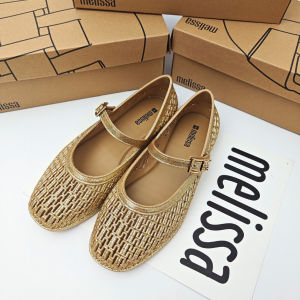 Free Shipping Melissa WomenS Flat Shoes Single Shoes Hollow-Out Clogs Buckle Closure Square-Toe Ballet Flats Jelly Shoes And Fragrant Shoes