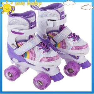 four-wheel flash Double Row Roller skate Shoes Kids Adjustable kasut roda budaklelaki/perempuan