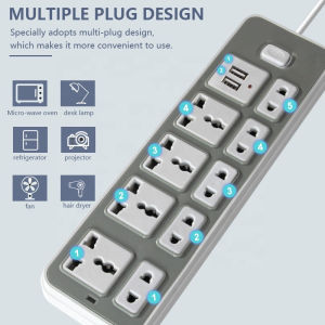 9 Universal Charger Socket 2 USB Charger Port Electrical Power Strip Multi-Function Extension Outlet