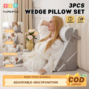 Y4Y Big Wedge Bed Pillow Helps With Sleep & Acid Reflux Elevated Supportive Cushion Adjustable Waist Protection Pillow