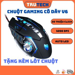 Chuột gaming có dây V6 cổng usb dây dù có led đổi màu