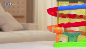 2-in-1 Rolling Ball & Car Ramp Race Track for Toddlers Hammer Ball Drop Toy for Boys & Girls Interactive Playset w/Sensor Lights - Montessori STEM Learning Toys for Kids 1-5+ Year Old