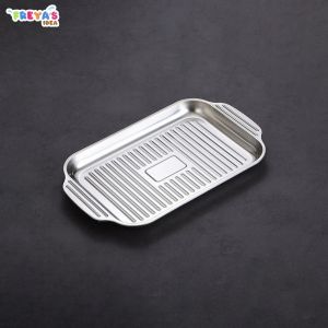 FR-C1213 Panci Stainless Steel Panggangan Ikan Persegi / Piring Panggang Wadah Makanan Serbaguna