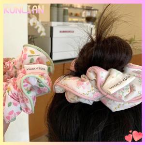 [KUNLIAN] Korean Fashion Floral Scrunchies Women Girls Elastic Hair Rubber Band Accessories Tie Hair Ring Rope Headdress Headwear