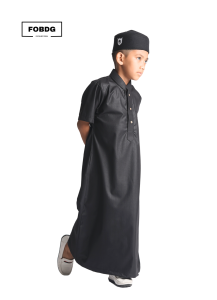 Baju Gamis Anak laki laki Jubah Gamis Polos Lengan Pendek Gamis Muslim Dahu Jubah Anak Cowok Usia 2-14 Tahun Terbaru