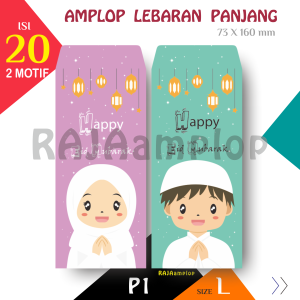 PRoMo! RAJA Amplop [Paket 20 lbr - P1] Angpao / THR Lebaran Idul Fitri Besar Panjang motif Anak
