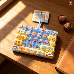 [SG Seller]Cute Keyboard Squishy Fidget Toy Soft Squeeze Stress Relief Toy Portable Keychain Toy for Kids s Gift
