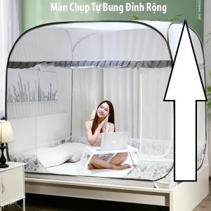 Mùng Chụp Tự Bung gọng dẻo độ bền cao uốn cong theo ý người sử dụng. lỗ đủ nhỏ để muỗi không thể vào