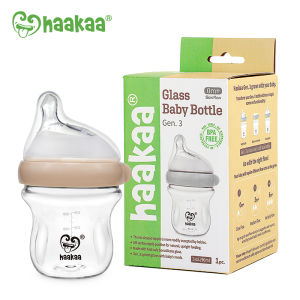 Bình sữa thủy tinh Gen.3 Haakaa Dung tích 90ml và 160ml Núm ti thiết kế lệch tâm độc quyền Không chứa BPA PVC và phthalate