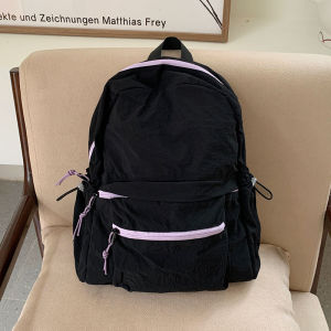 All-match Literary Waterproof Nylon Cloth Backpack for Female Students Travel and Commuting Light and Fresh Schoolbag