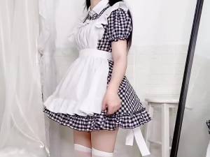 Japanese Anime Lolita Maid Outfit Restaurant Cafe Plaid Dress Cosplay Costume Set