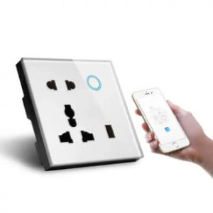 WiFi Smart Wall Socket USB-C PD30W Wireless Charger Touch Switch Power Monitor Voice Control Compatible White