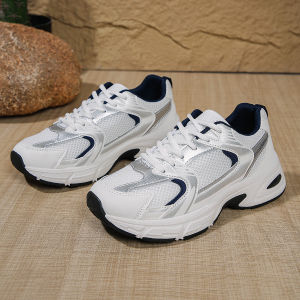 รองเท้าผ้าใบผู้หญิง รองเท้าพ่อพื้นหนา ผู้หญิง ตาข่ายระบายอากาศ เบาและระบายอากาศได้ดี รองเท้า