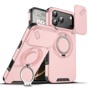 Casing For IPhone 17 Pro Max 17Pro IPhone17Pro 17 i17 ProMax Sliding Window Ring Phone Case Bracket Shockproof Protection Lens Stand Holder Anti Fall Hard Back Cover