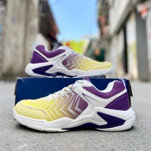 Giày Lefus L029 trắng vàng tím (Giày cầu lông bóng chuyền Pickleball nam nữ)