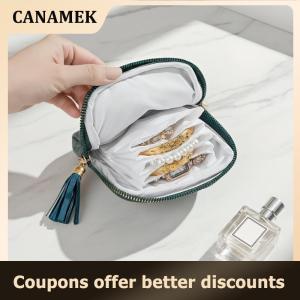 【 CANAMEK 】 5-Layer Jewelry Storage Bag Velvet Jewelry Pouch Bags For Watch Bracelet Rings Earrings Portable Travel Jewelry Case