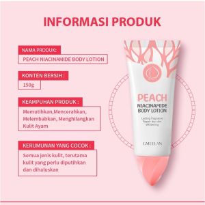 "PAKET 2PCS GMEELAN PEACH BODY LOTION DAN JUGA GMEELAN SAKURA GLUTA BRIGHTENING -peket mencerahkan dan meratakan warna kulit [gmeelan