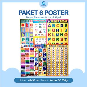 Paket 6 Poster Edukasi Anak Belajar Membaca dan Huruf Poster Anak Edukasi ABC Abjad Poster Pendidikan Untuk Anak 3 Tahun Desain Menarik Dan Edukatif Kualitas Kertas Dc 250 Gram - Lazada