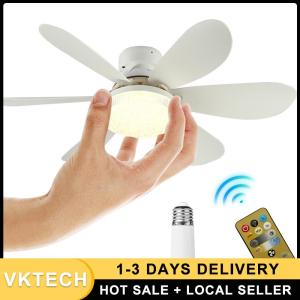 LED Ceiling Fan with E27 Socket 52cm 3-Speed Control Bright Indoor Lighting for Bedroom and Living Room