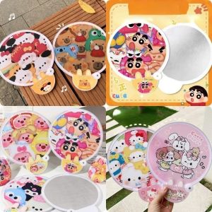 Cute Sanrio Hello Kitty Round Fan Kuromi Cartoon Cinnamoroll Outdoor Portable Reflector Photography Prop Foldable Dual Use Girls Mini Cloth Fans Students