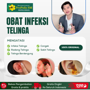 Obat Infeksi Telinga Obat Otitis Media Obat Sakit Telinga Bagian Dalam Obat Radang Telinga Obat Labirinitis Obat Gangguan Syaraf Telinga Tinnitus Berdengung berdenging Bernanah budeg congek Dengan Propolis SM 6ml