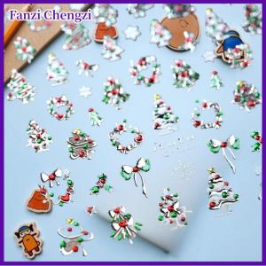 Fanzi ไฟสีสันสดใสสไตล์น่ารักสำหรับเทศกาลคริสต์มาสสติกเกอร์ติดเล็บลายจุดสำหรับตกแต่งเล็บรูปโบว์ตกแต่งเล็บ