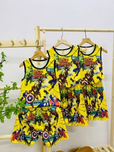 (3 LỖ VÀNG-12kg-27kg) mẫu mới quần áo siêu nhân cho bé trai bộ quần áo sát nách 3d vải mát cho bé trai 1 tuổi đến 8 tuổi