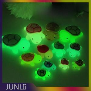 JUNLIi 6 10ชิ้นเต่าเรืองแสงขนาดเล็กสำหรับตกแต่งบ้านงานฝีมือเรซิ่นเต่าเรืองแสงของตกแต่งบ้านเครื่องประดับ