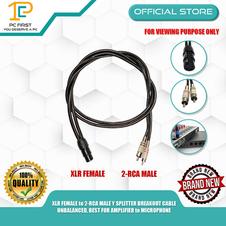 PC FIRST XLR FEMALE to 2-RCA MALE Y SPLITTER BREAKOUT CABLE UNBALANCED ...