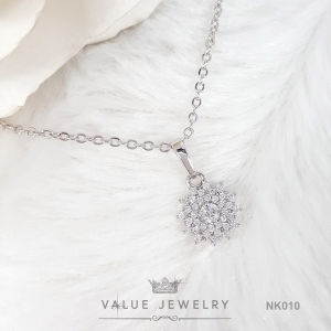 ชุดสร้อยคอและต่างหู ฝังคริสตัลขนาดเล็ก ลายดวงอาทิตย์ SUN ดอกไม้ Flower เครื่องประดับ สร้อย ตุ้มหู NK010 ValueJewelry ER0042