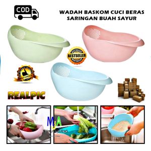 ( BISA COD ) PROMO Baskom Wadah / Saringan Tempat Cuci Beras Sayur dan Buah Serbaguna