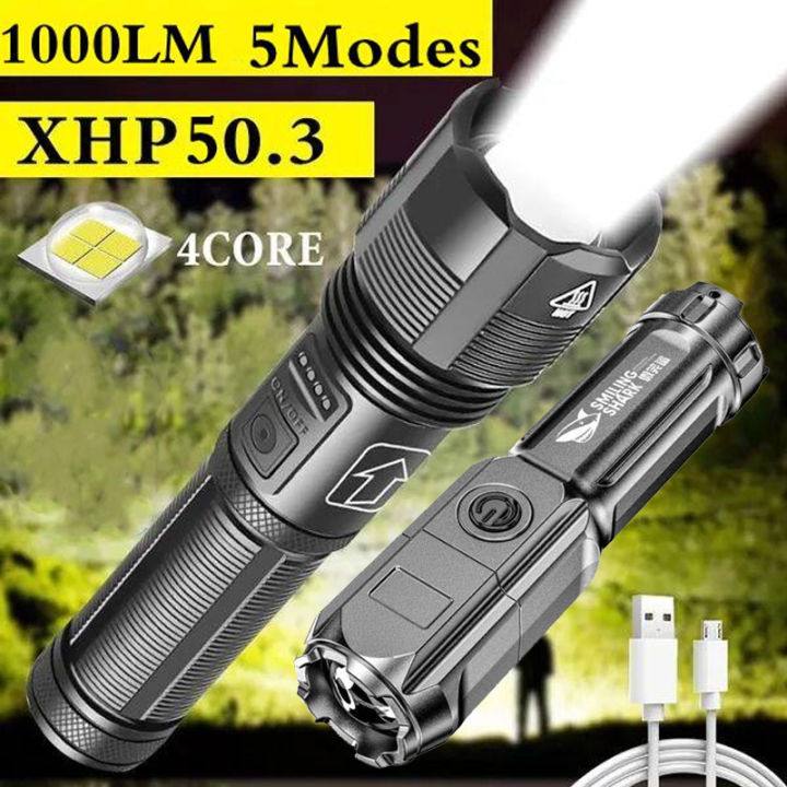 Led Flashlight Tactical Military Flashlight Torch Zoomable 5-mode 4 