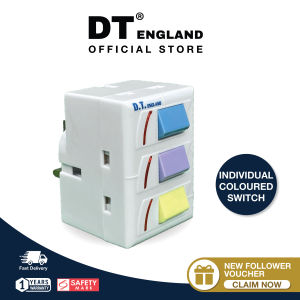 DT England 3M Extension Socket Cord With Approved Surge Protection Safety Mark ( 3 Metre ) 2 / 3 / 4 / 5 / 6 Way