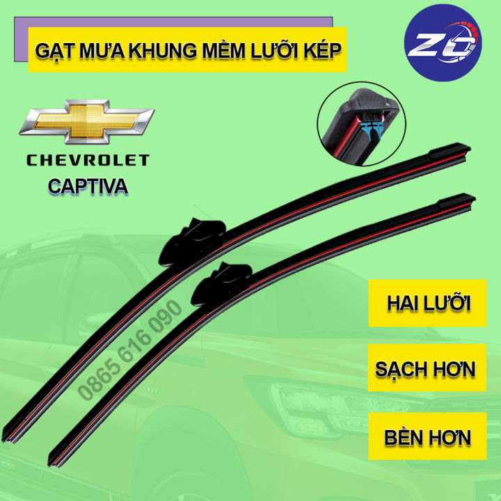 Bộ gạt mưa lưỡi kép cao cấp CHEVROLET CAPTIVA, gạt nước mưa 2 lưỡi xe 7 ...
