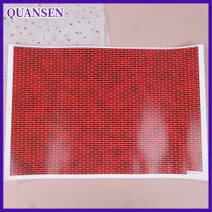 QUANSEN สติกเกอร์พื้นผิวถนน ผนังจำลอง1ชิ้นชุดโมเดลฉากบนโต๊ะทรายแบบทำมือวัสดุสติกเกอร์อิฐกลางแจ้ง