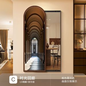 Wall Mirror Full Length Mirror With Storage Full Body Mirror Wall Mount Mirror With Rack Dressing Mirror With Stand Dressing Mirror French R Decorative Painting Full-Length Mirror 镜子全身