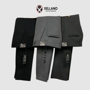 Xellano Celana Bahan Pria Panjang Formal Hitam Abu Kerja Kantor Dasar Kain Slim fit 27-38