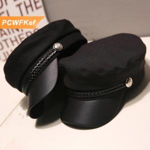 【PCWFKef】 Mũ da quân đội mũ thủy thủ mũ đội trưởng mũ đội trưởng du lịch